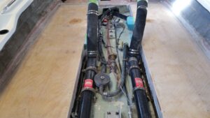 Ski boat stringers after replacement
